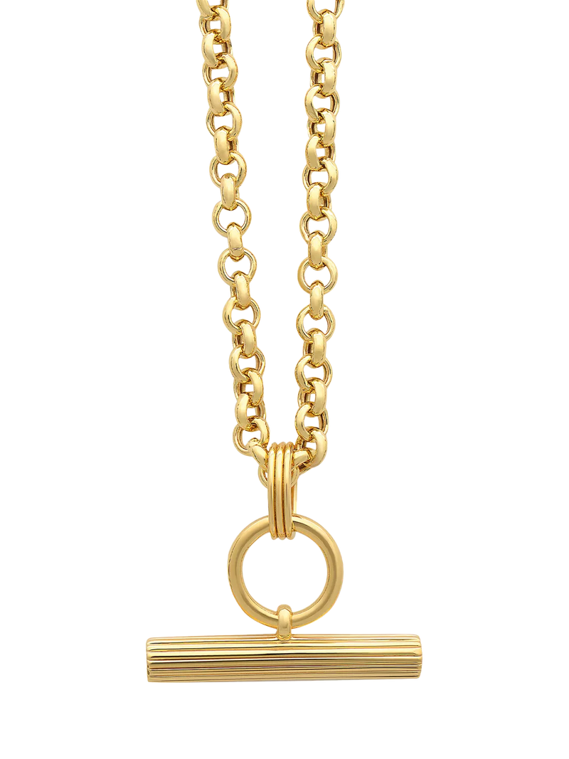 Rachel Jackson London gold T-Bar necklace, UK version
