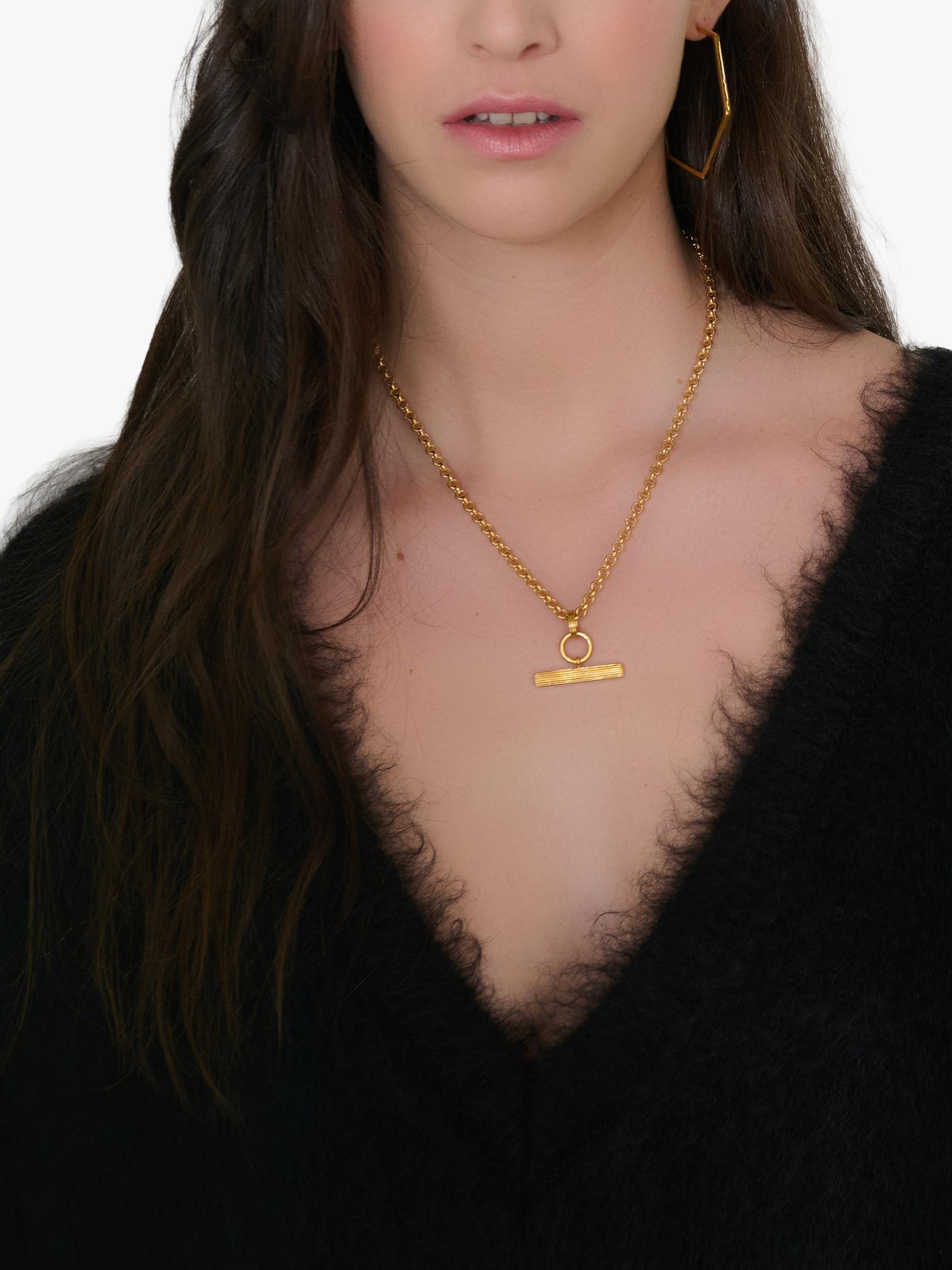 Rachel Jackson London gold T-Bar necklace, UK version