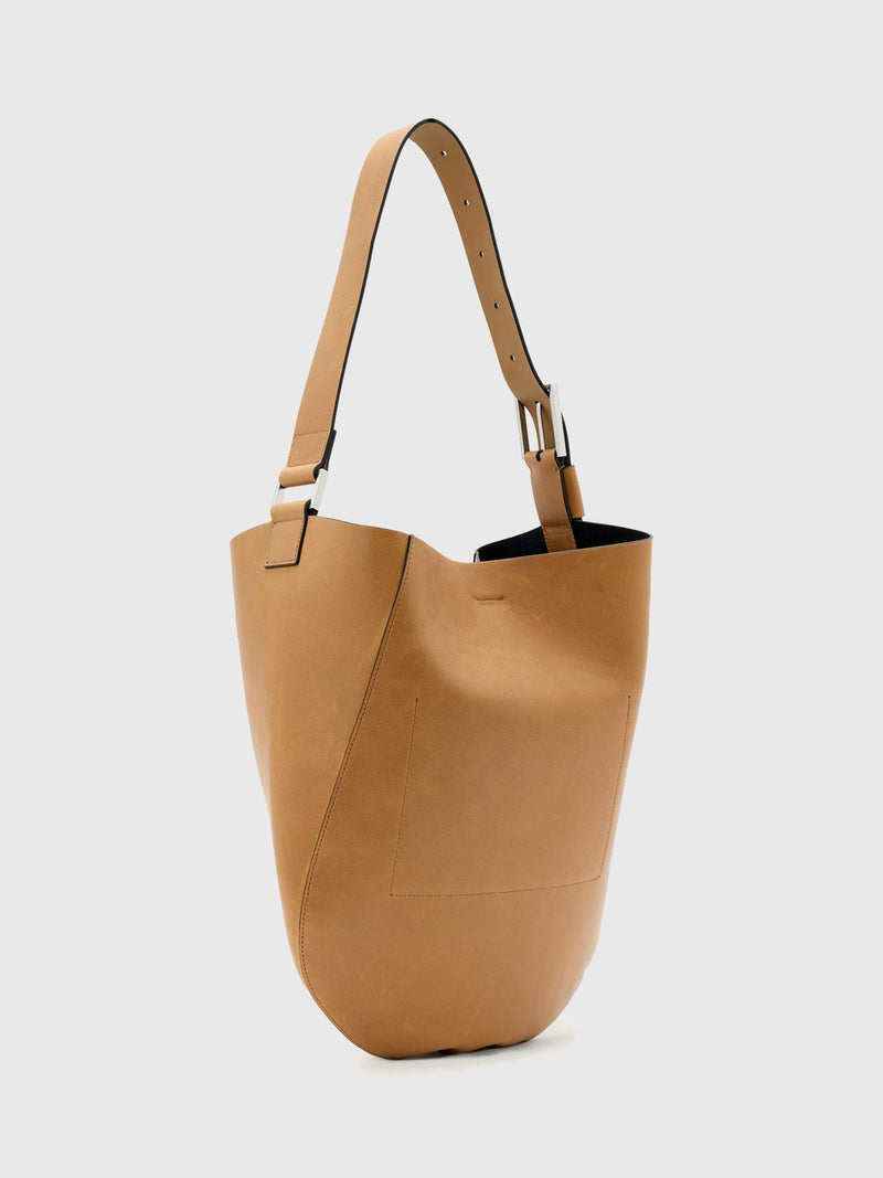 AllSaints Luna Hobo leather shoulder bag brown, imported from the UK