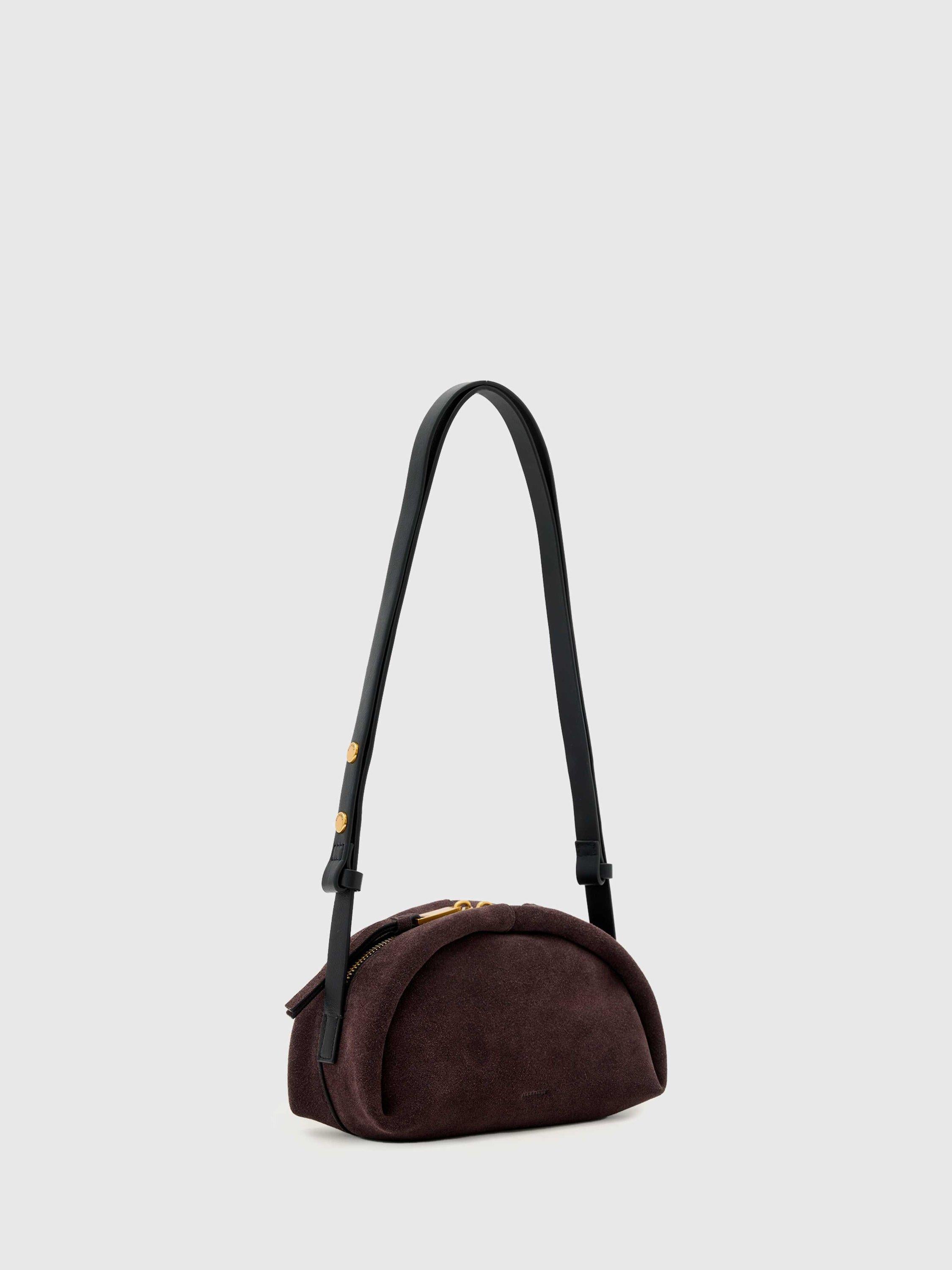 AllSaints Rosalie Arc crossbody bag red suede (British brand)