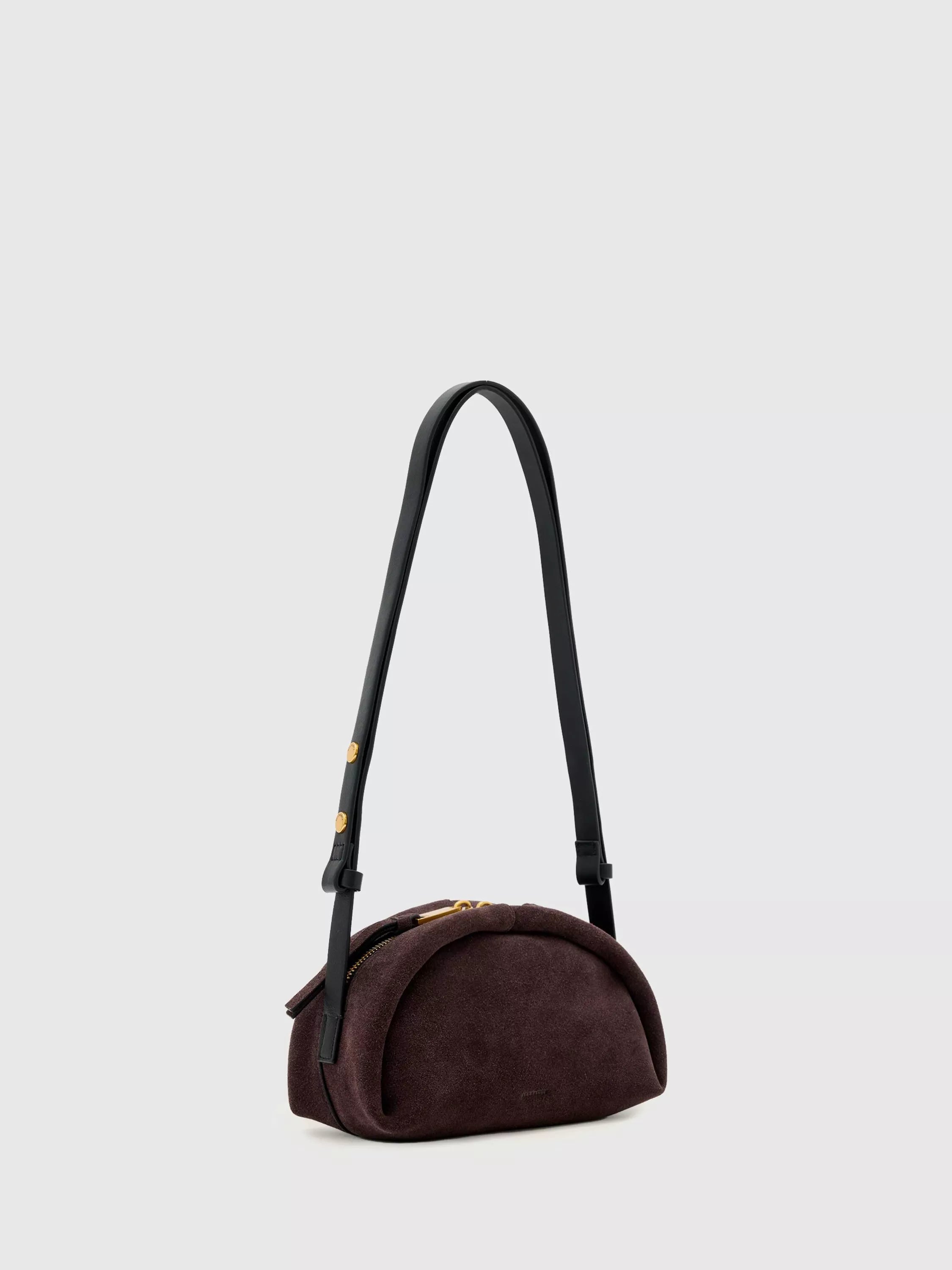 AllSaints Rosalie Arc crossbody bag red suede (British brand)
