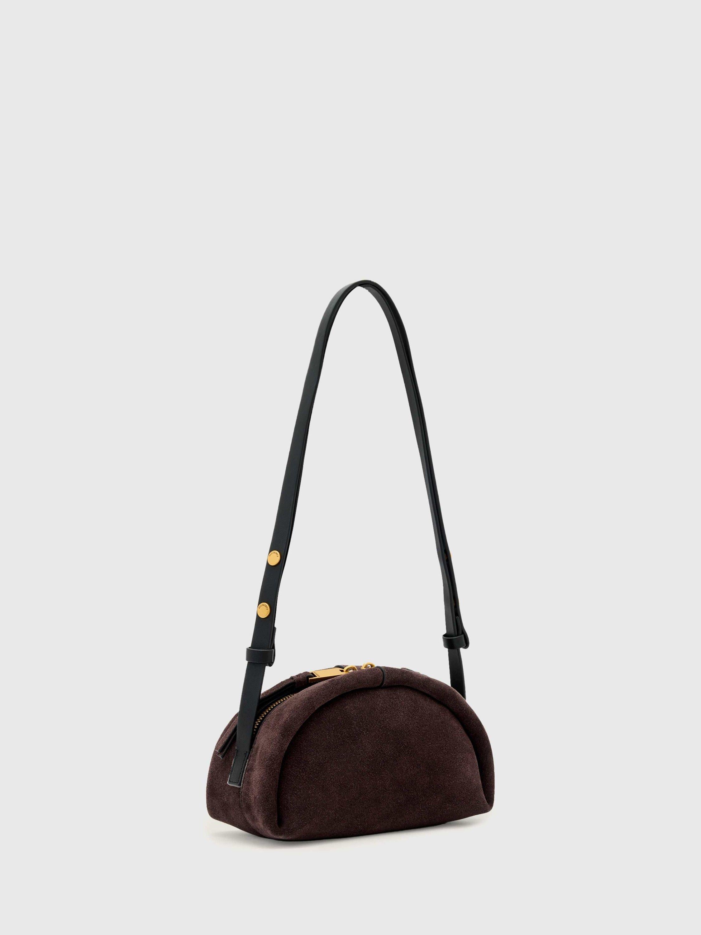 AllSaints Rosalie Arc crossbody bag red suede (British brand)