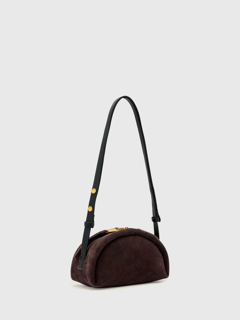 AllSaints Rosalie Arc crossbody bag red suede (British brand)