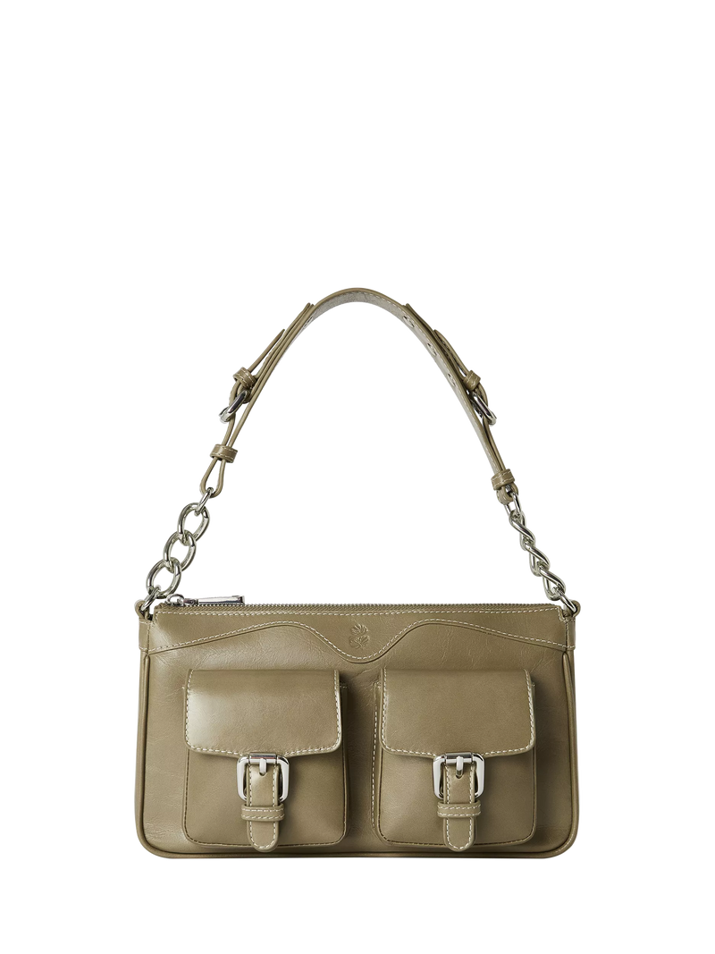 OSPREY LONDON Cali Leather Shoulder Bag, Taupe