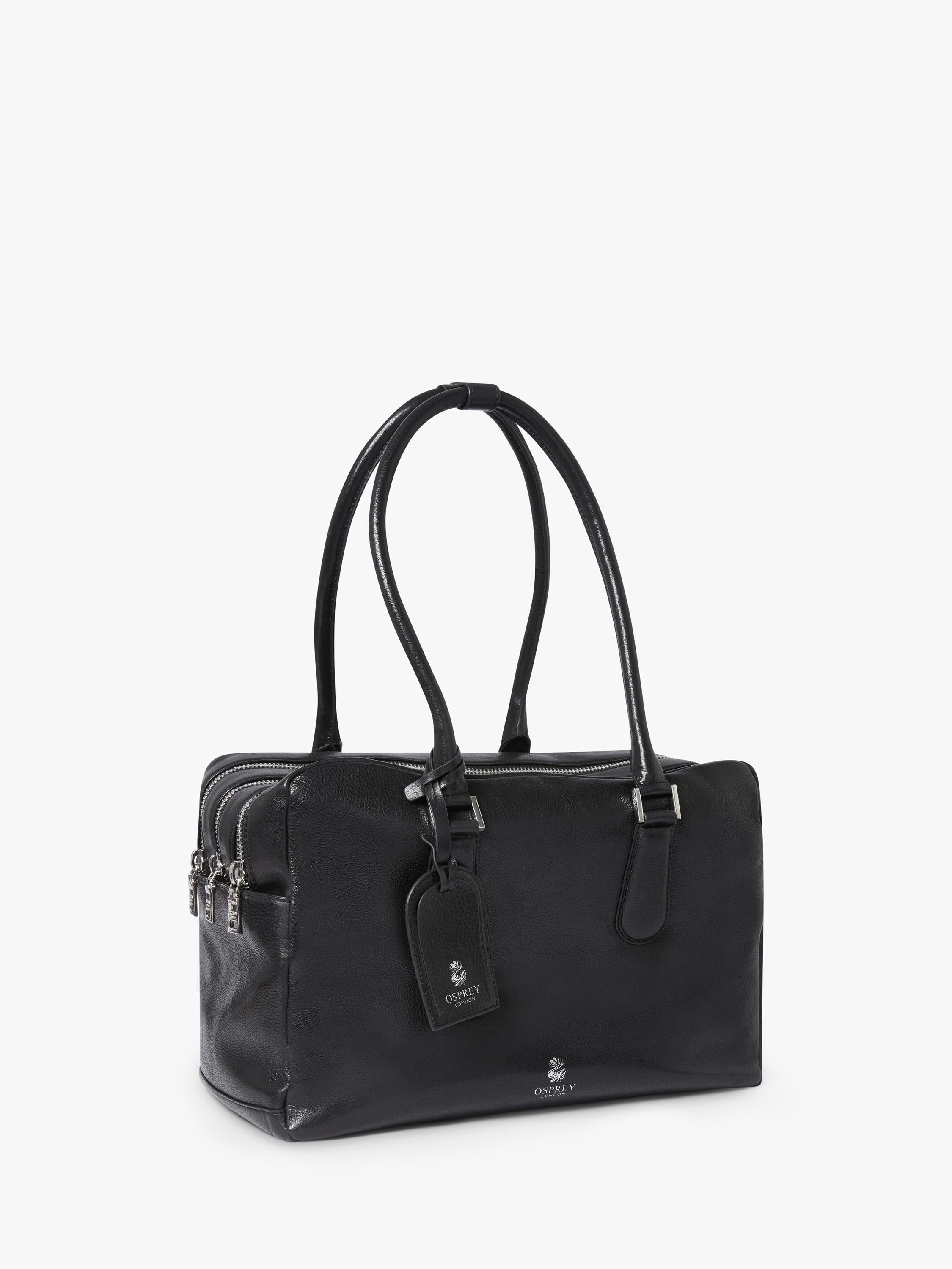 OSPREY LONDON High Flyer leather shoulder bag in black - British product