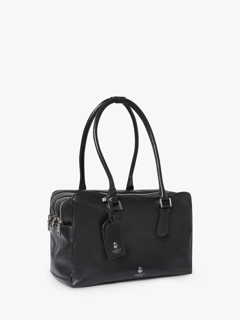 OSPREY LONDON High Flyer leather shoulder bag in black - British product