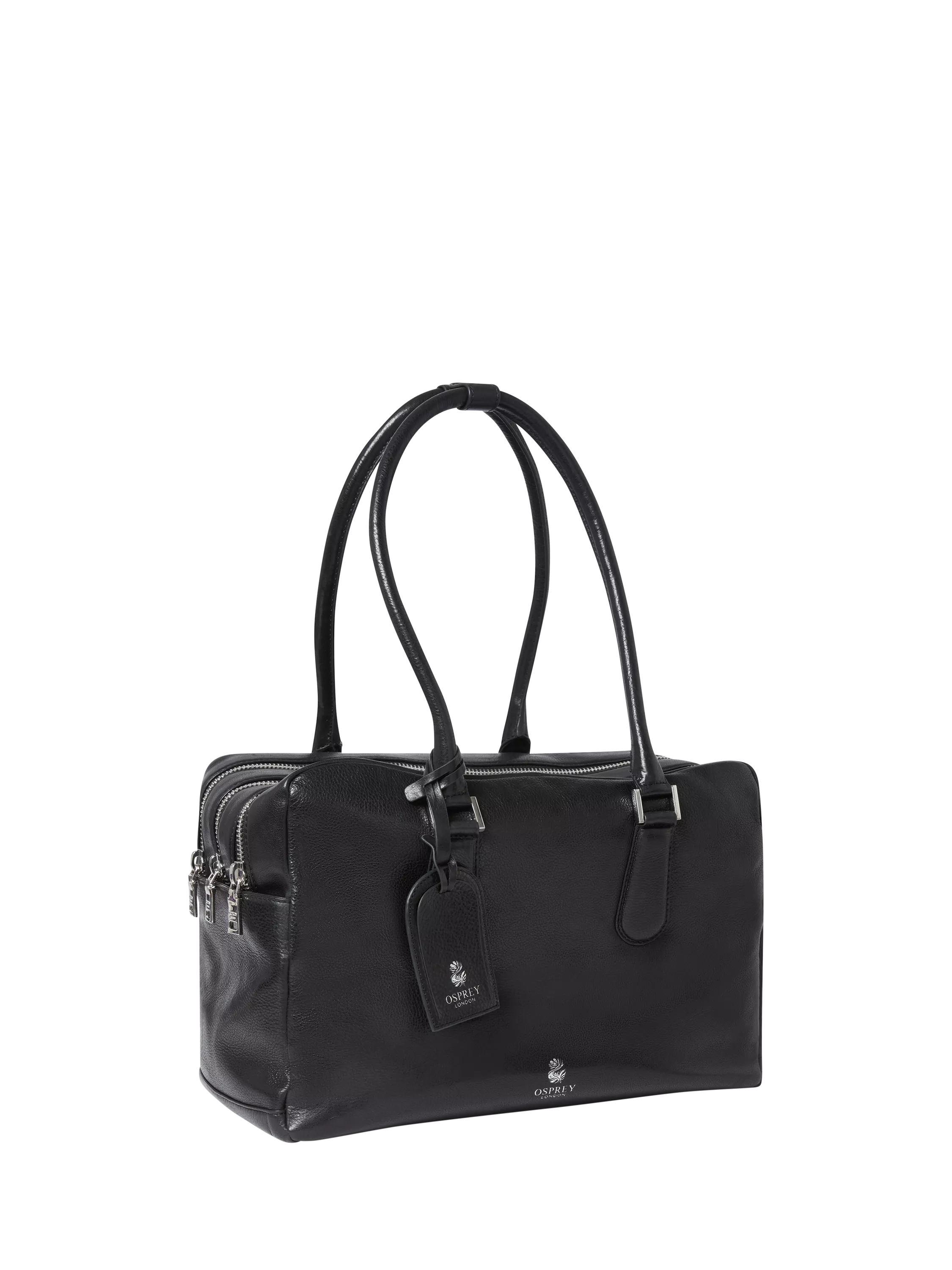 OSPREY LONDON High Flyer leather shoulder bag in black - British product