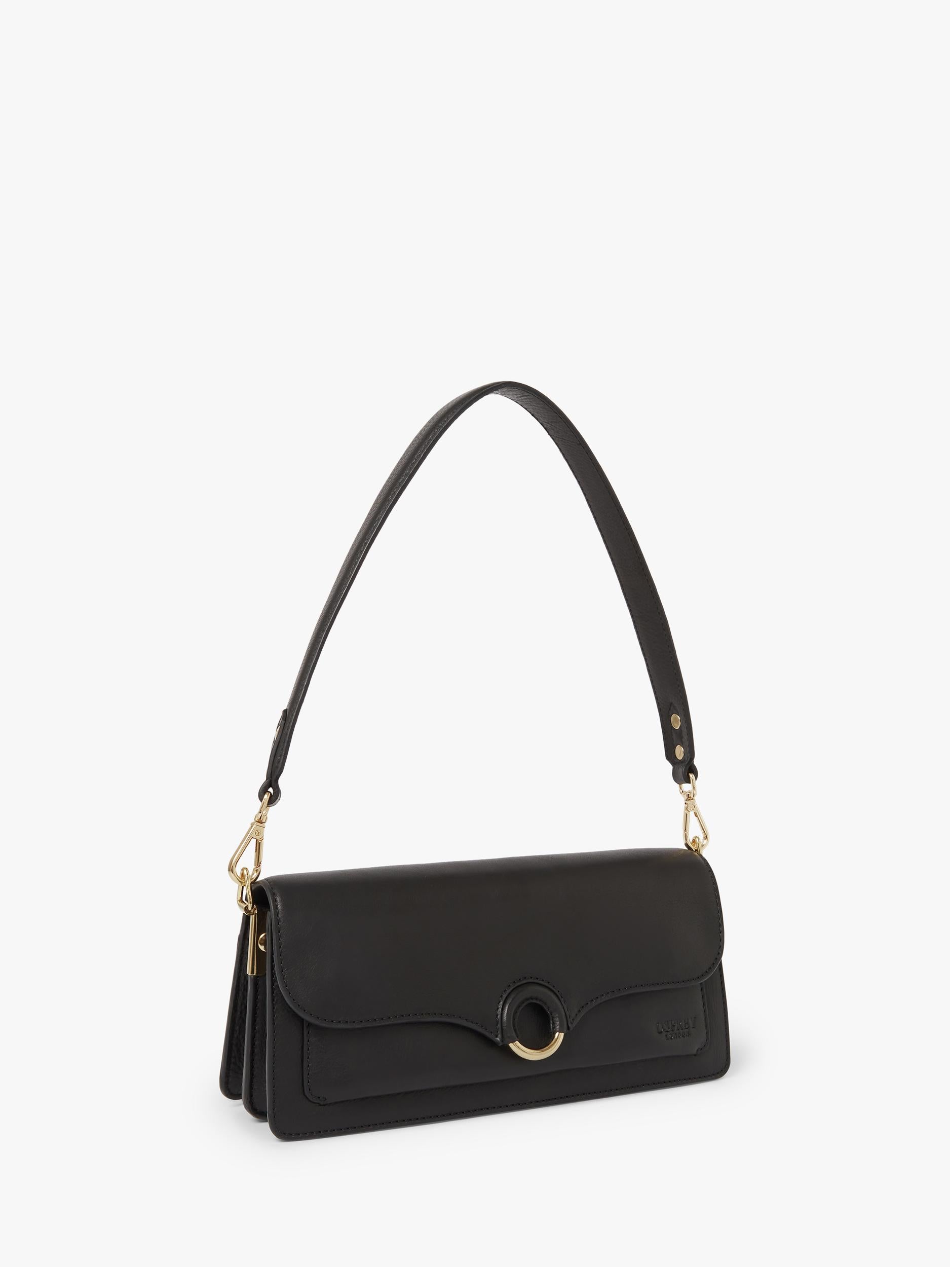 Osprey London Marlow leather shoulder bag with suede lining - British product