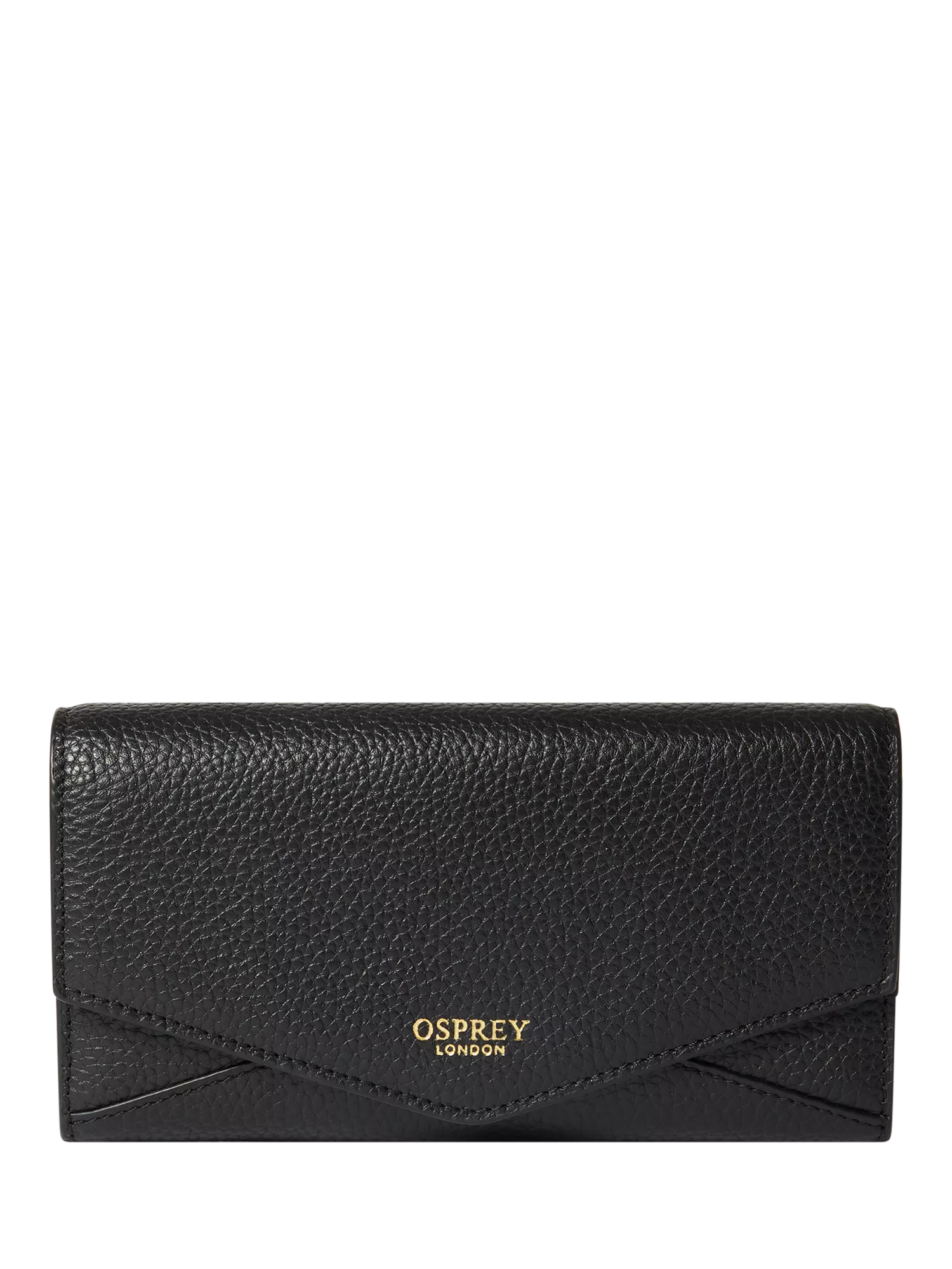 OSPREY LONDON Core Medium Leather Zip Matinee Purse, Black