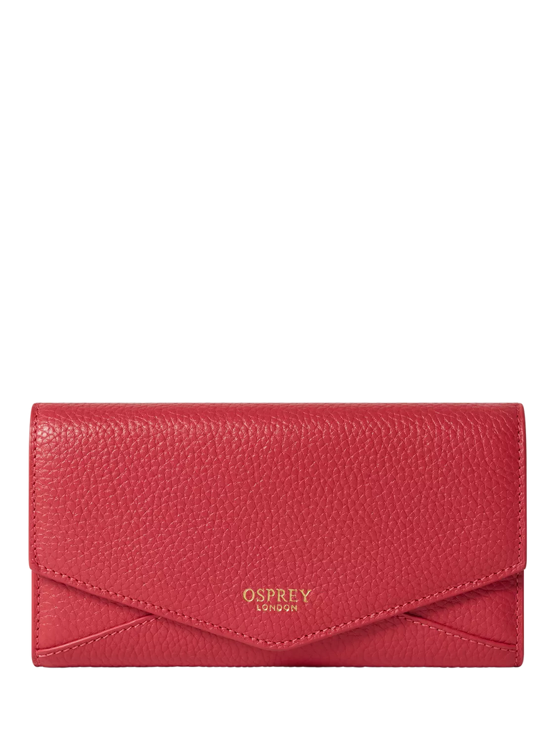 OSPREY LONDON Core Medium Leather Zip Matinee Purse, Rosewood