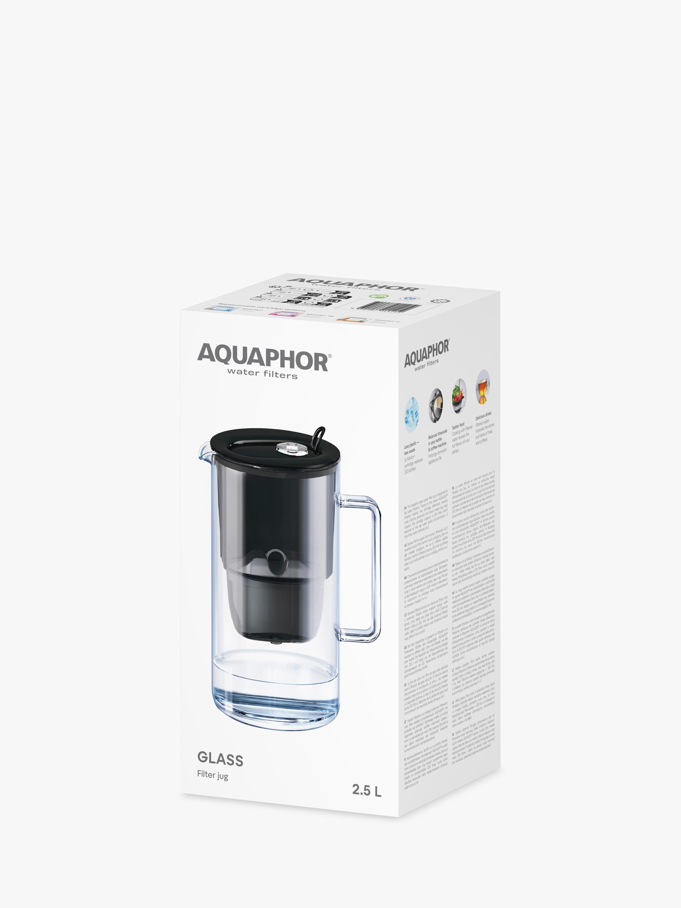 Aquaphor glass water filter jug black 2.5L, imported from the UK