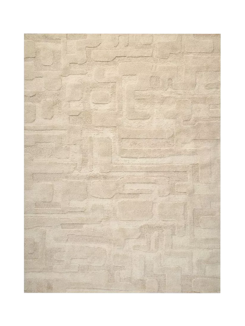 West Elm rounded wool rug hand tufted sand - British product