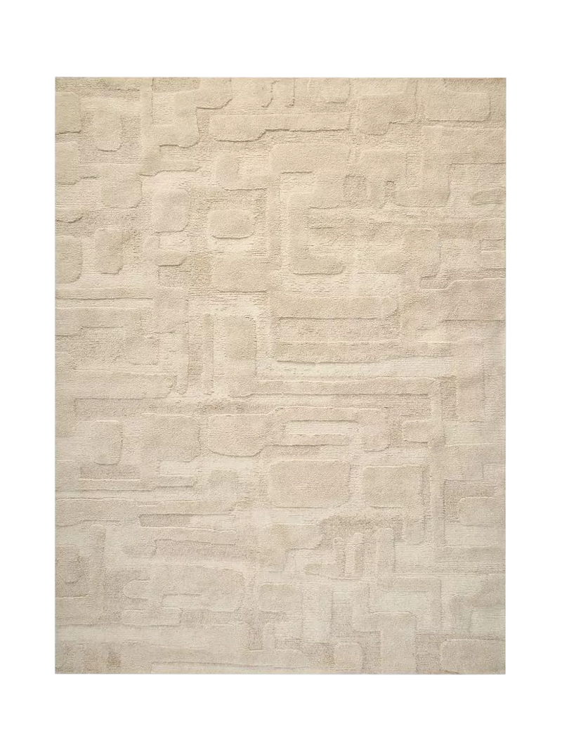 West Elm rounded wool rug hand tufted sand - British product