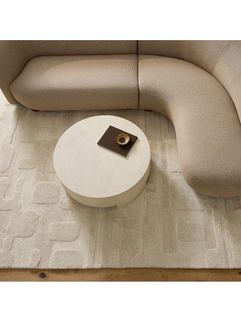 West Elm rounded wool rug hand tufted sand - British product
