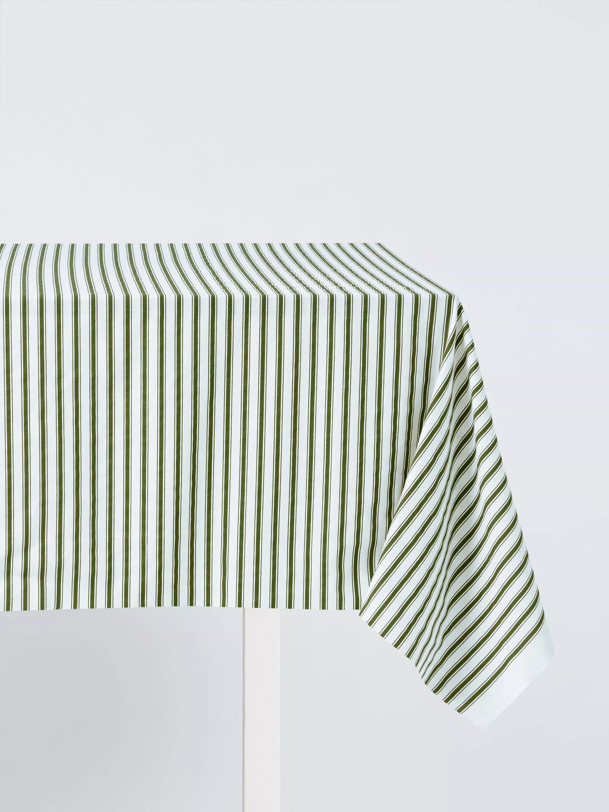 John Lewis Ticking Stripe Oilcloth Tablecloth Fabric, Avocado