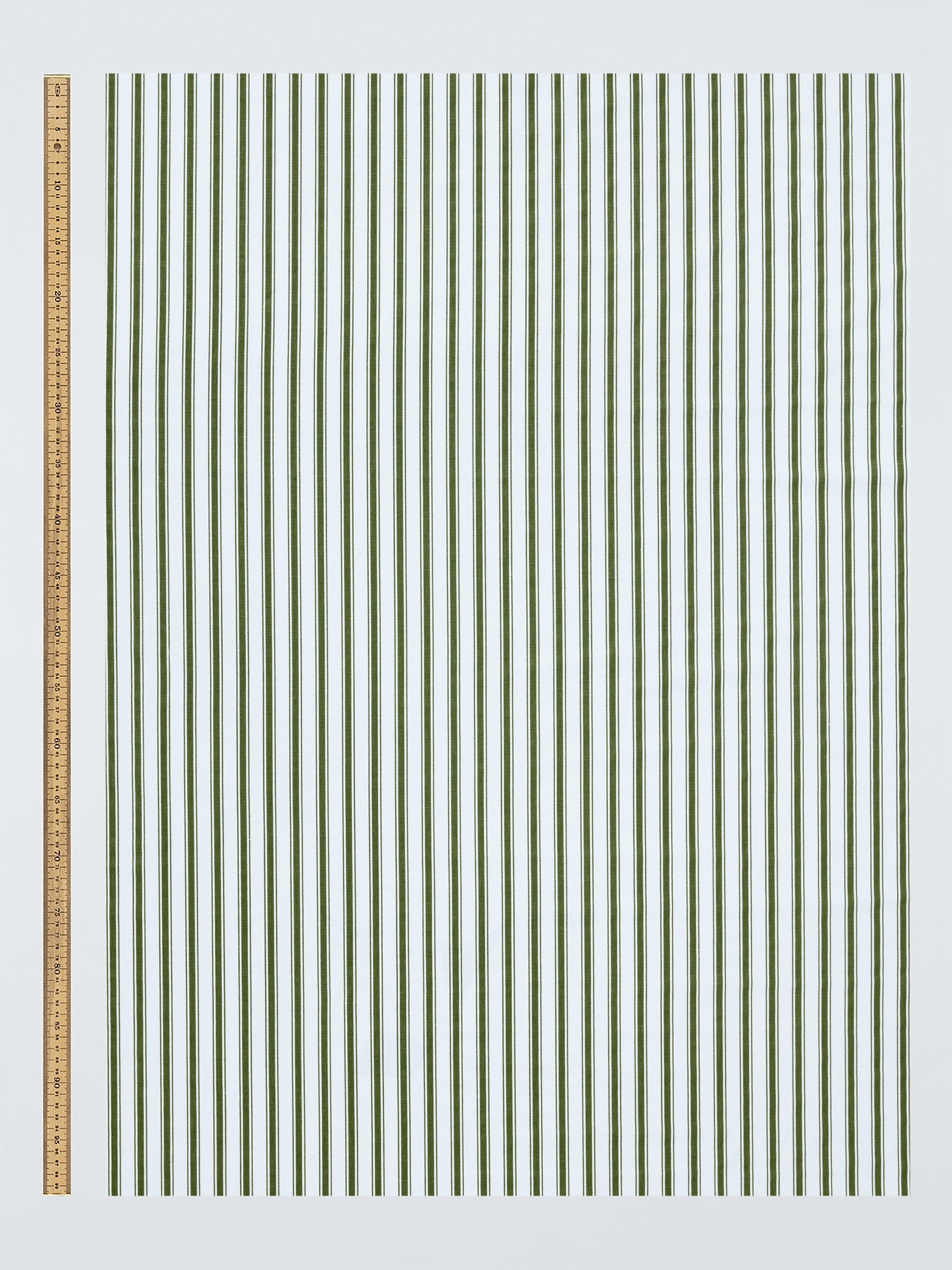 John Lewis ticking stripe oilcloth fabric avocado, imported from the UK