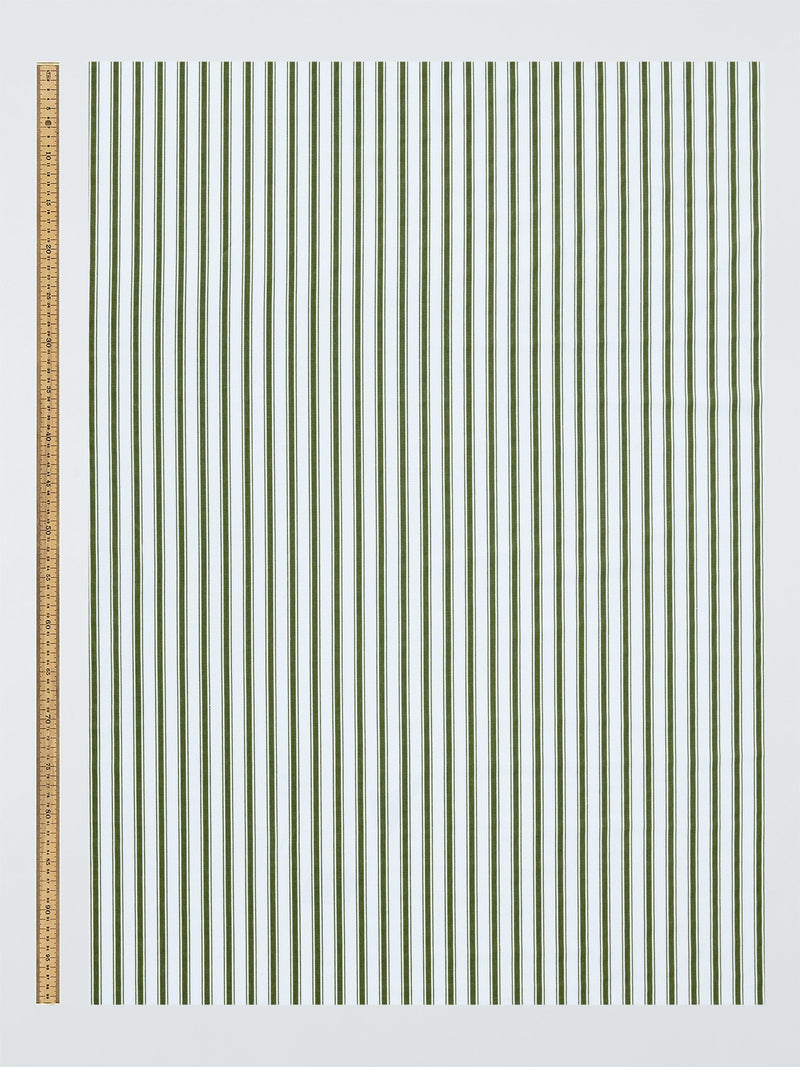 John Lewis ticking stripe oilcloth fabric avocado, imported from the UK