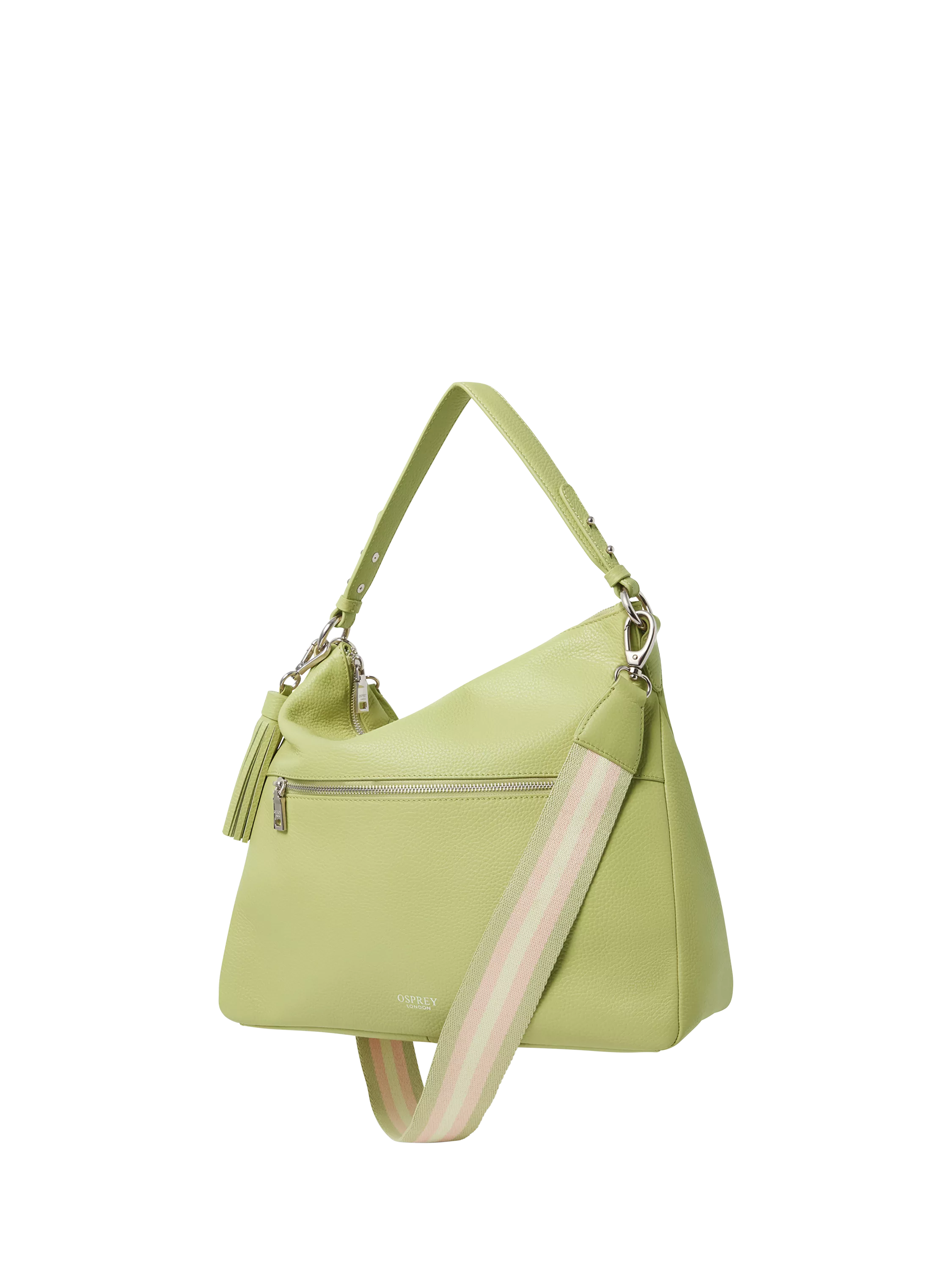 OSPREY LONDON Stella Leather Hobo Bag, Light Olive