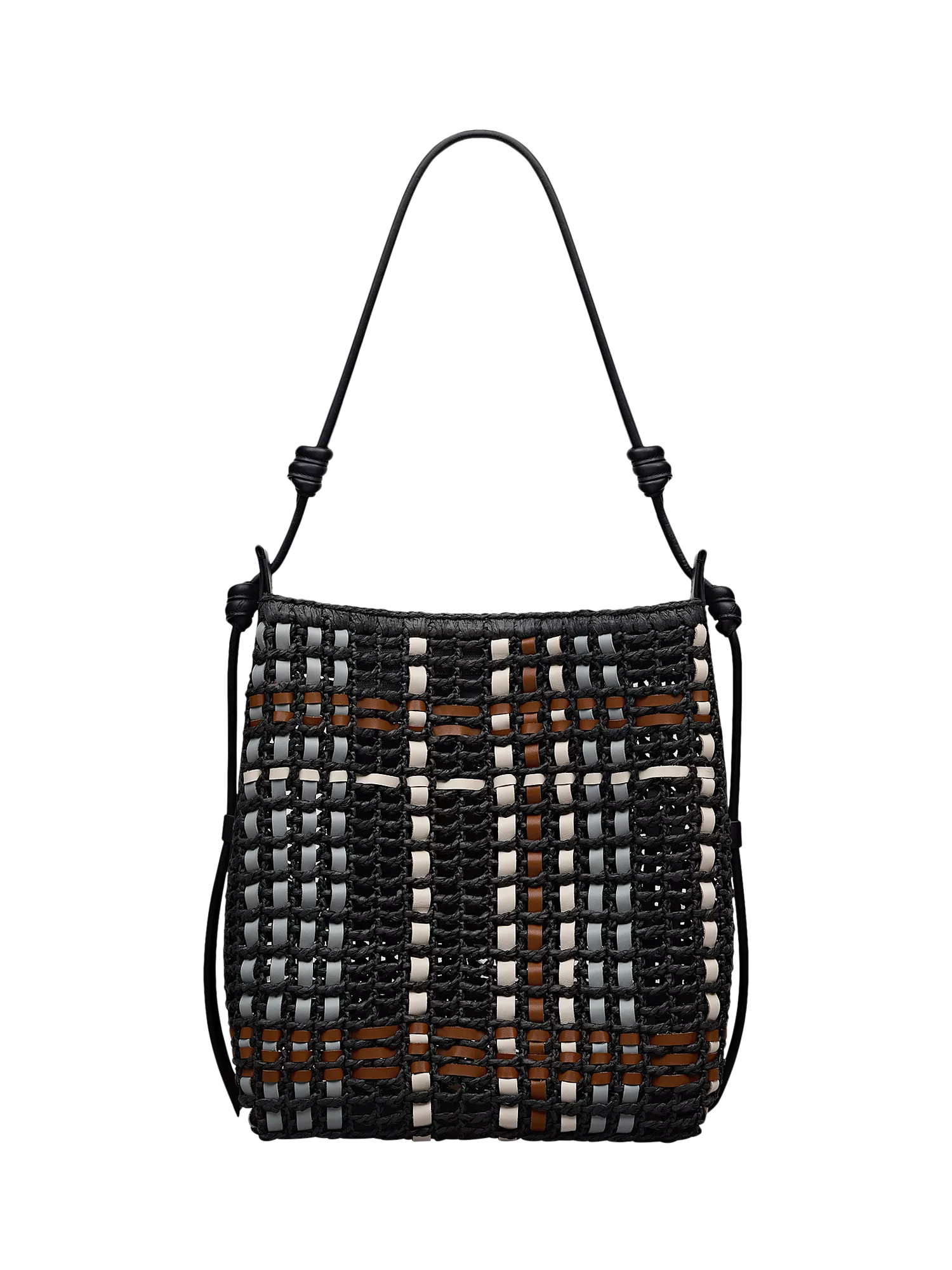 Radley The Camden Raffia Check Shoulder Bag, Black