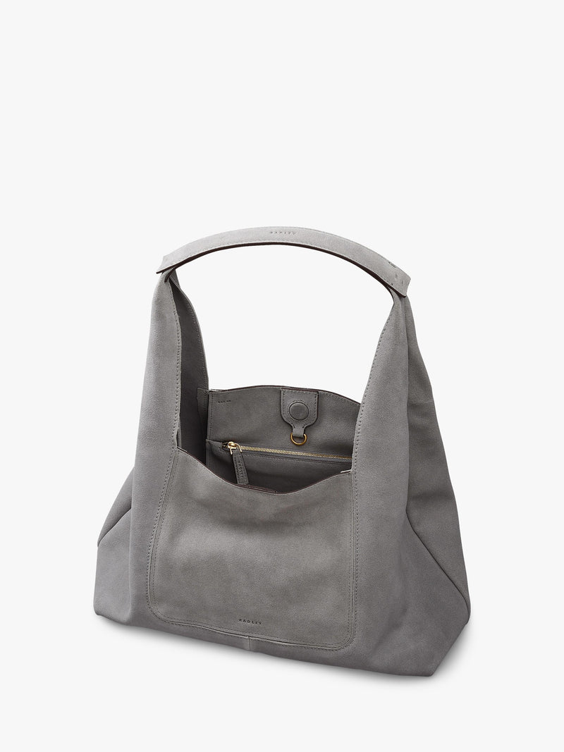 Radley Maudie suede shoulder bag in Steel, UK version