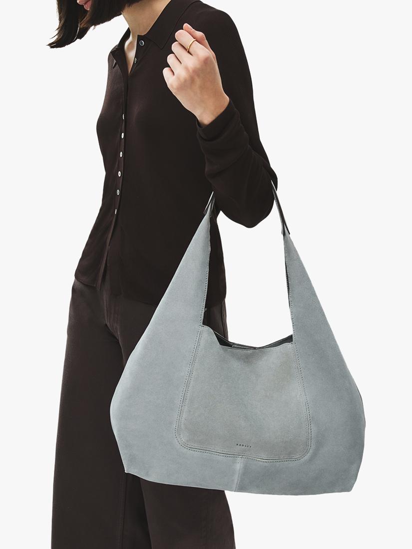 Radley Maudie suede shoulder bag in Steel, UK version