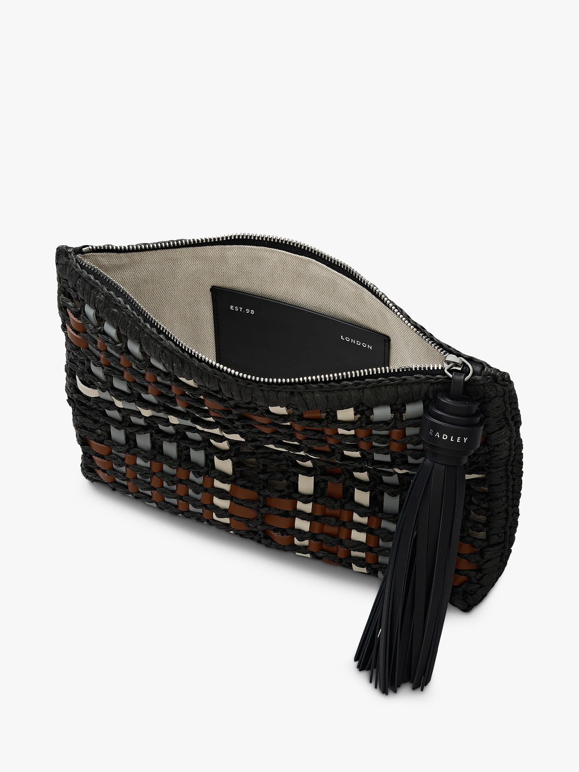 Radley Camden raffia pouch black, imported from the UK