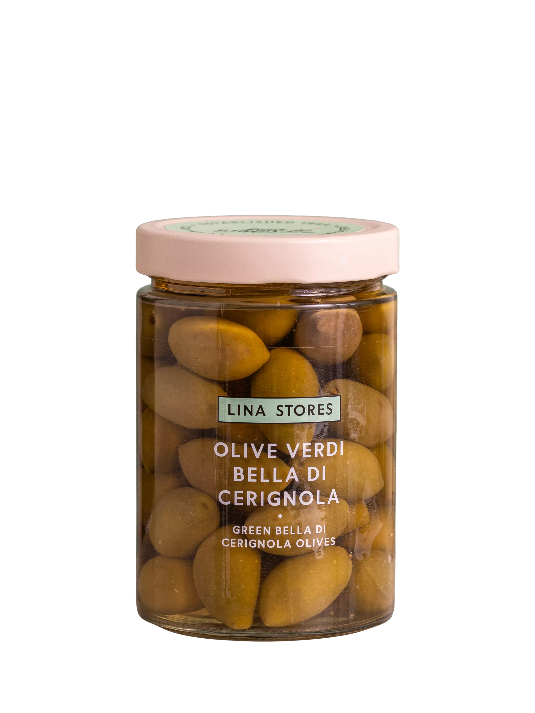 Lina Stores Green Bella di Cerignola olives 550g, UK version