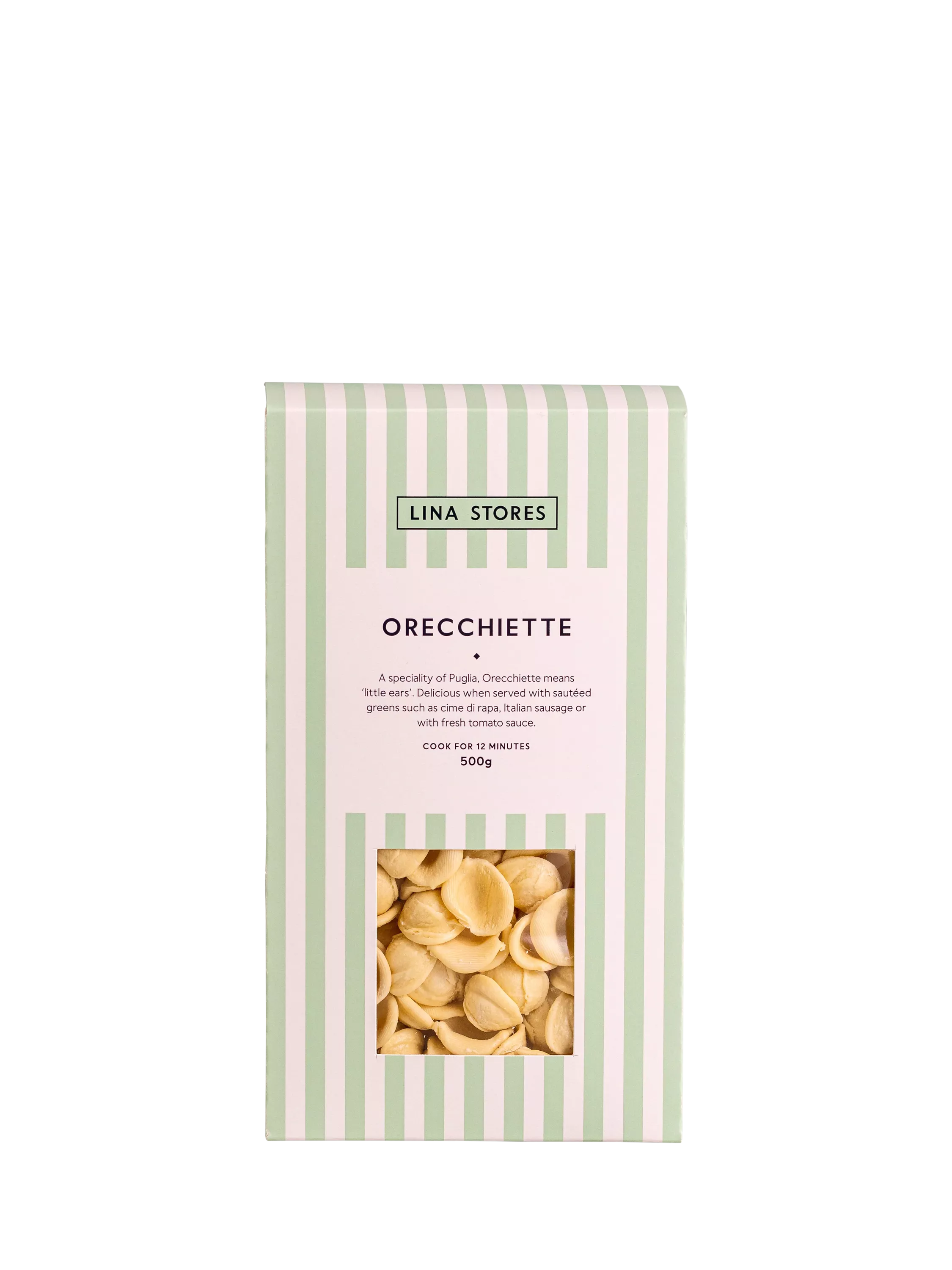 Lina Stores dried pasta Orecchiette 500g, imported from the UK