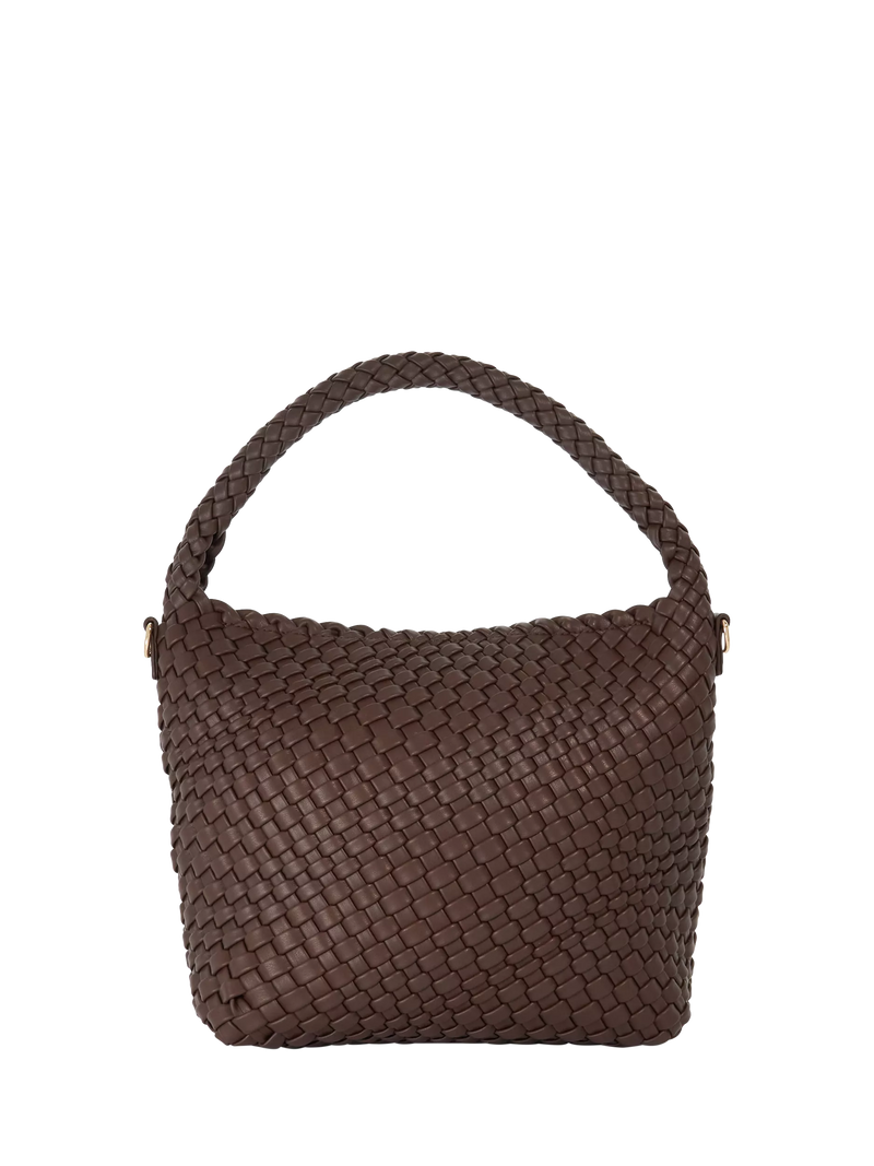 Dune London woven slouch bag chocolate, imported from the UK