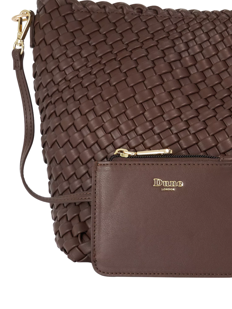 Dune London woven slouch bag chocolate, imported from the UK