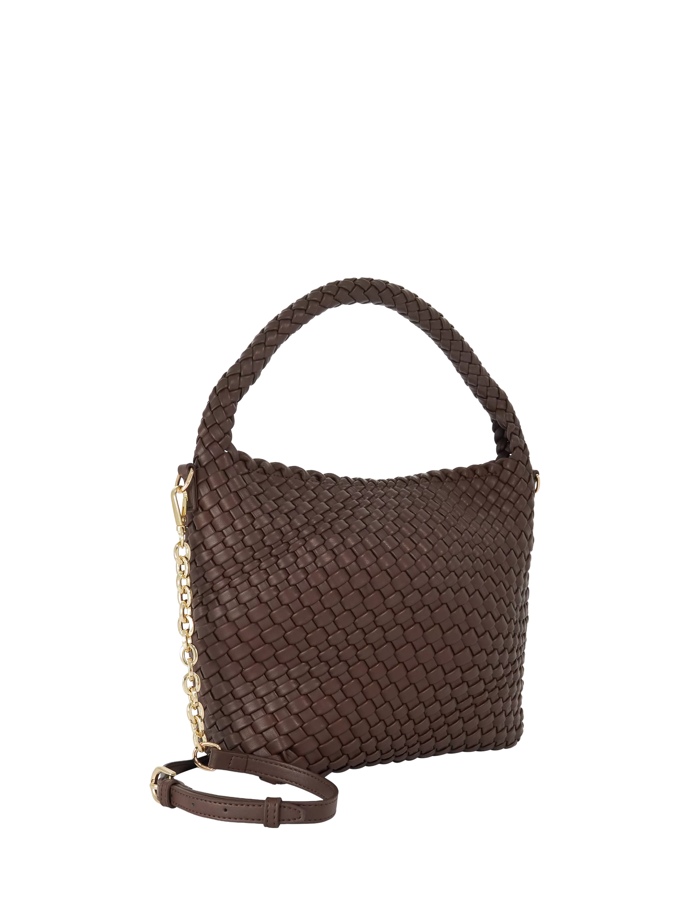 Dune London woven slouch bag chocolate, imported from the UK