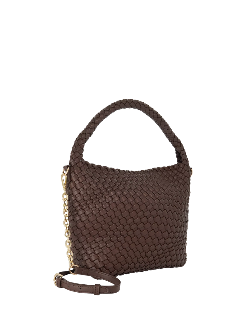 Dune London woven slouch bag chocolate, imported from the UK