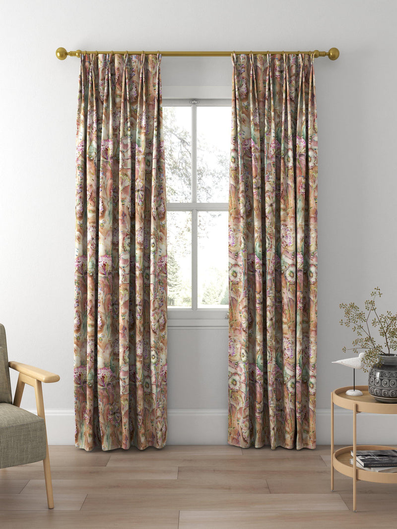 Voyage Langdale floral curtain or blind, Russet (British brand)