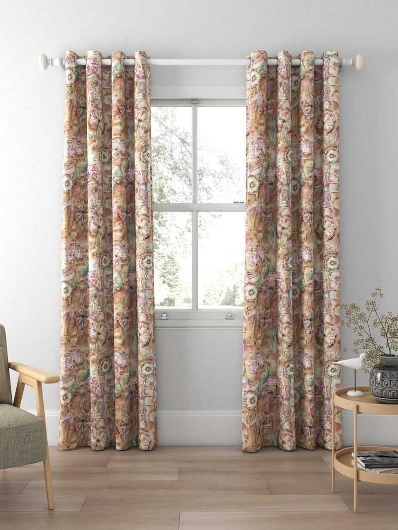 Voyage Langdale floral curtain or blind, Russet (British brand)