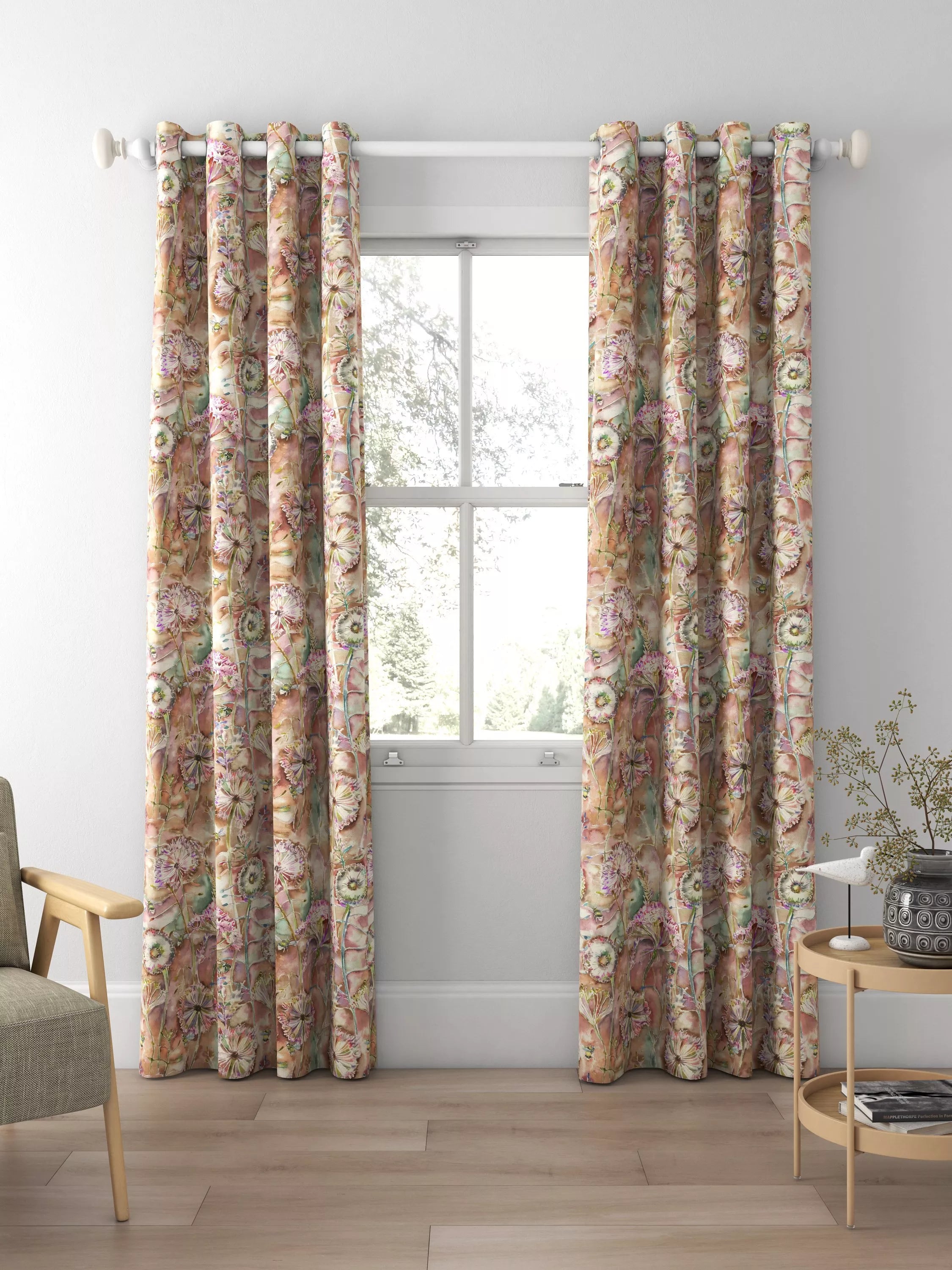 Voyage Langdale floral curtain or blind, Russet (British brand)