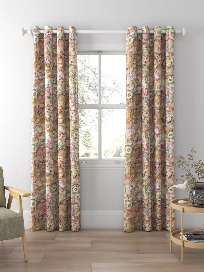 Voyage Langdale floral curtain or blind, Russet (British brand)