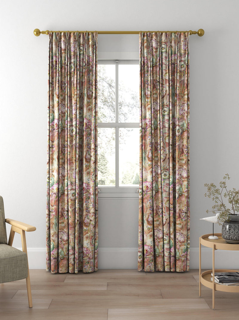 Voyage Langdale floral curtain or blind, Russet (British brand)