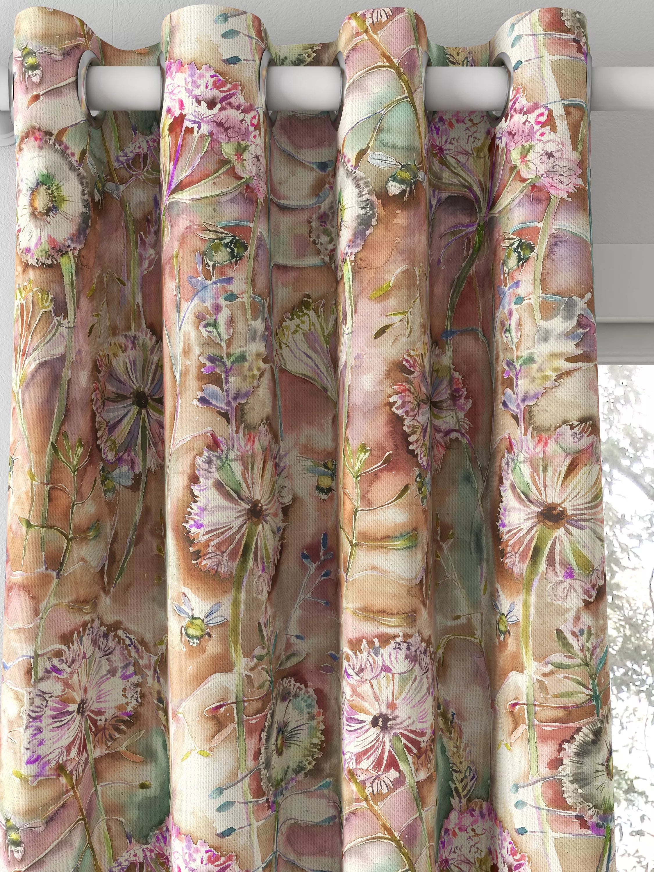 Voyage Langdale floral curtain or blind, Russet (British brand)