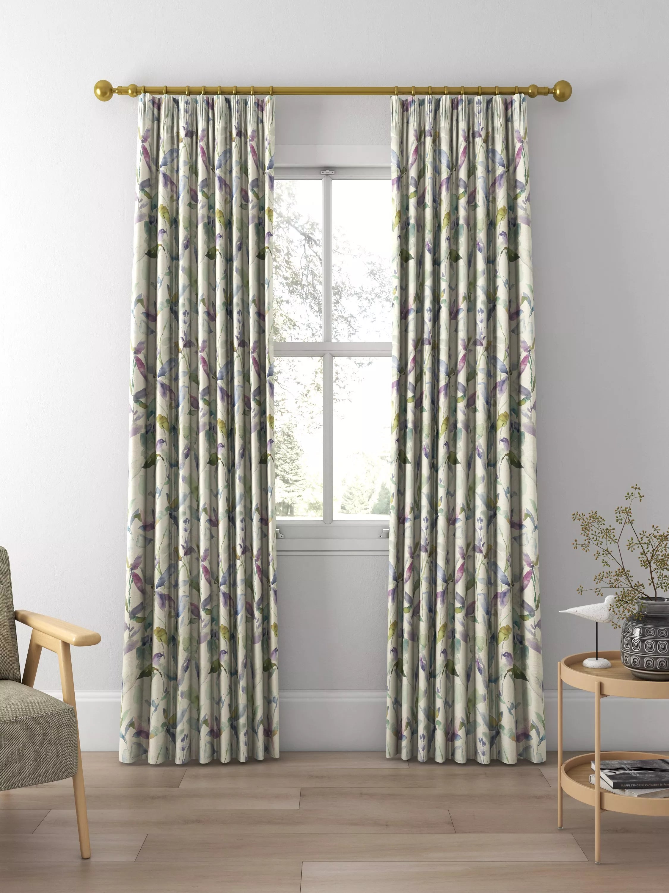 Voyage Naura floral made to measure curtain fabric, UK version