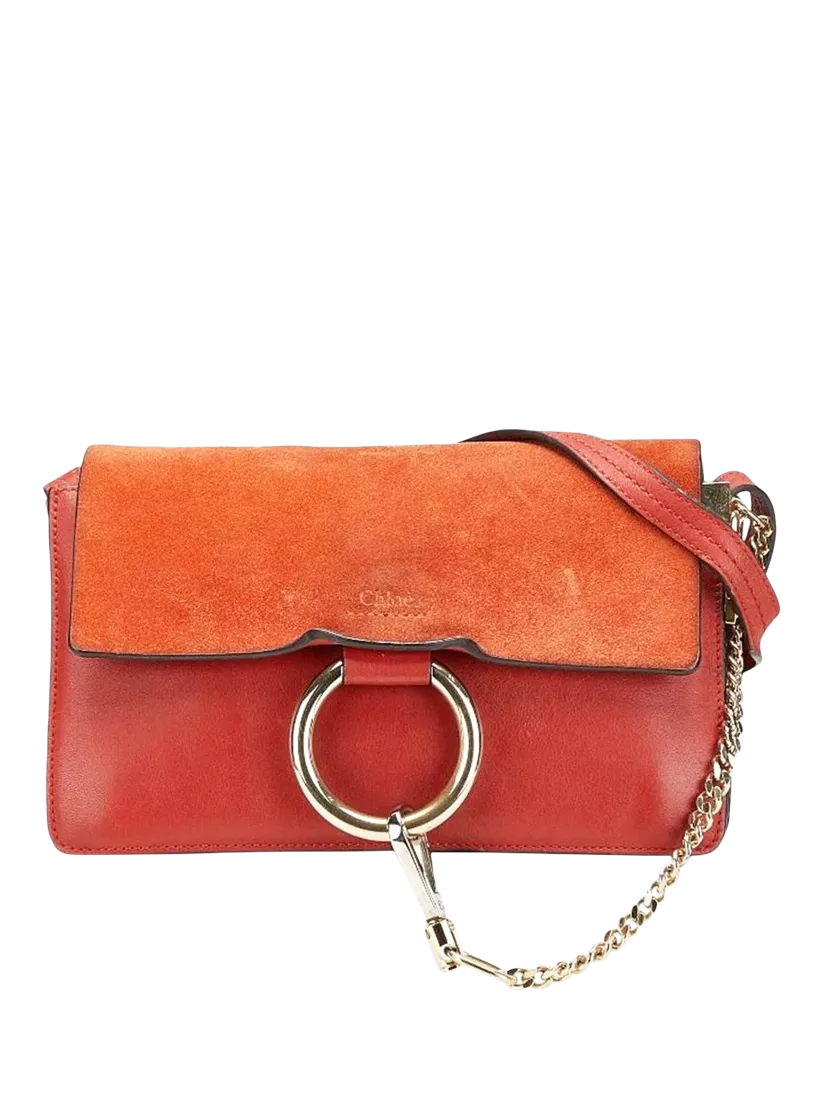 Pre-loved Chloé Faye Gold Hardware Shoulder Bag, Red