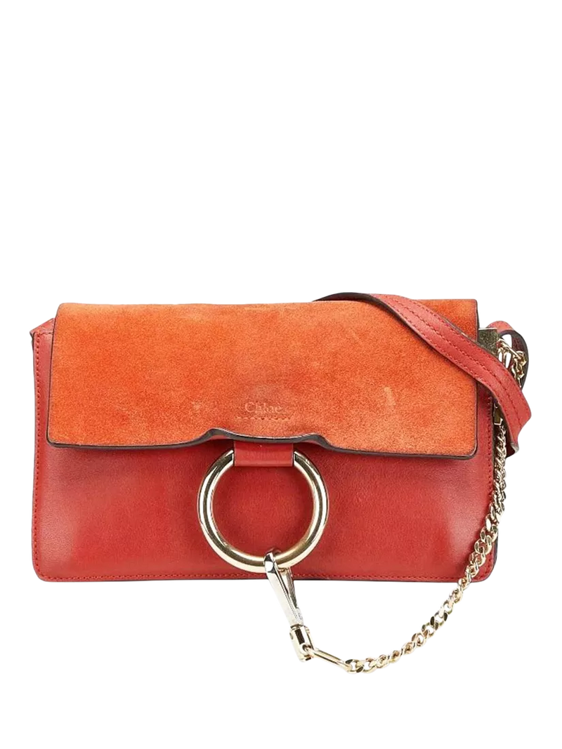 Pre-loved Chloé Faye Gold Hardware Shoulder Bag, Red