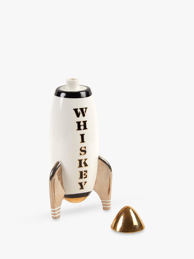 Jonathan Adler rocket decanter black and gold, imported from the UK