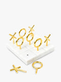 Jonathan Adler tic-tac-toe set marble base brass pieces, imported from the UK