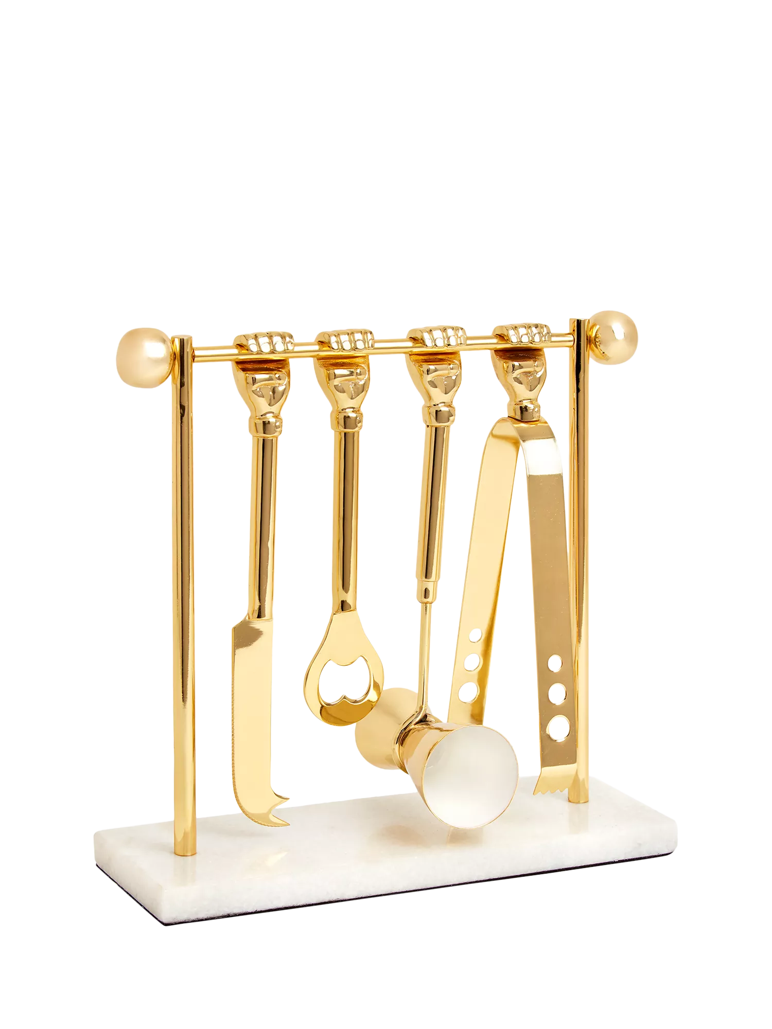 Jonathan Adler Barbell Barware Set brass marble, imported from the UK