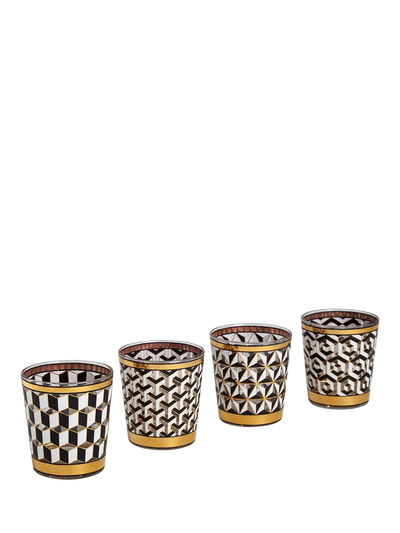 John Lewis Jonathan Adler Versailles Glass Tumblers Set of 4 350ml Black/Gold- Buy online at McGrocer
