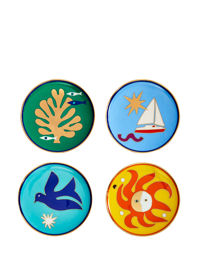John Lewis Jonathan Adler Playa Round Porcelain Coasters, Set of 4, Multi- Buy online at McGrocer