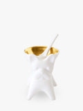 Jonathan Adler French Bulldog salt cellar gold white porcelain - UK version