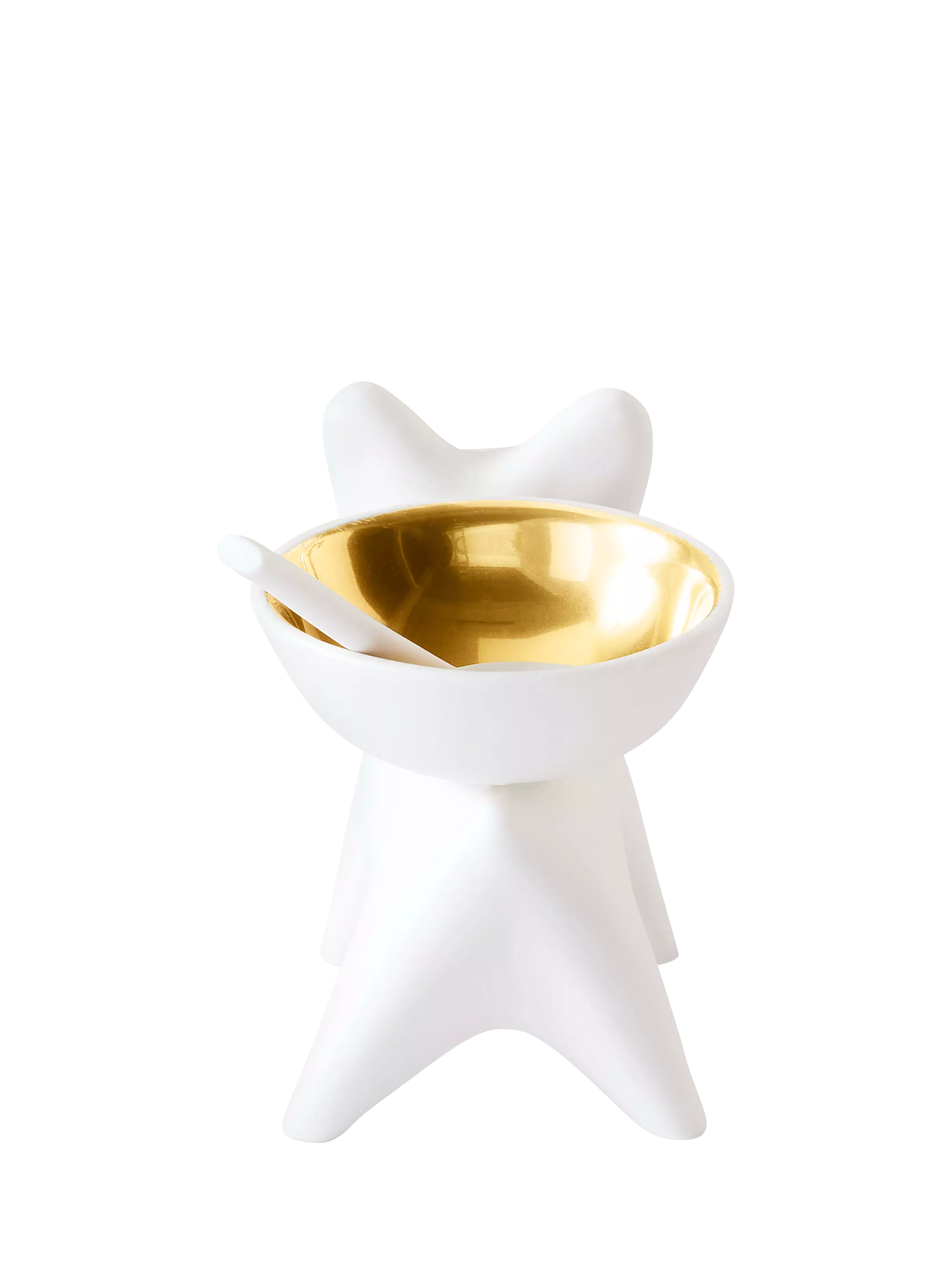 Jonathan Adler French Bulldog salt cellar gold white porcelain - UK version