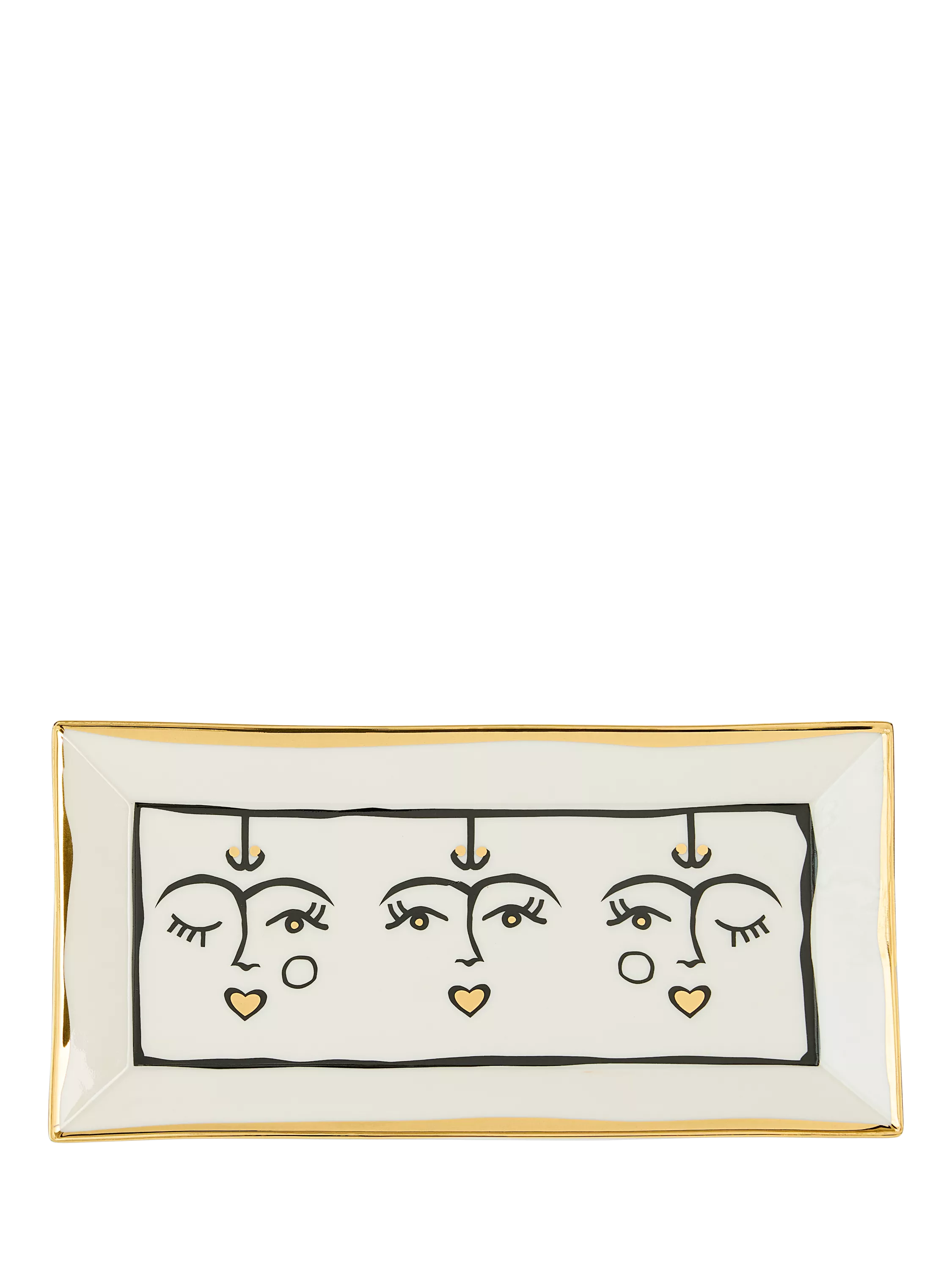 Jonathan Adler Marseilles porcelain long tray 20cm black gold, UK version