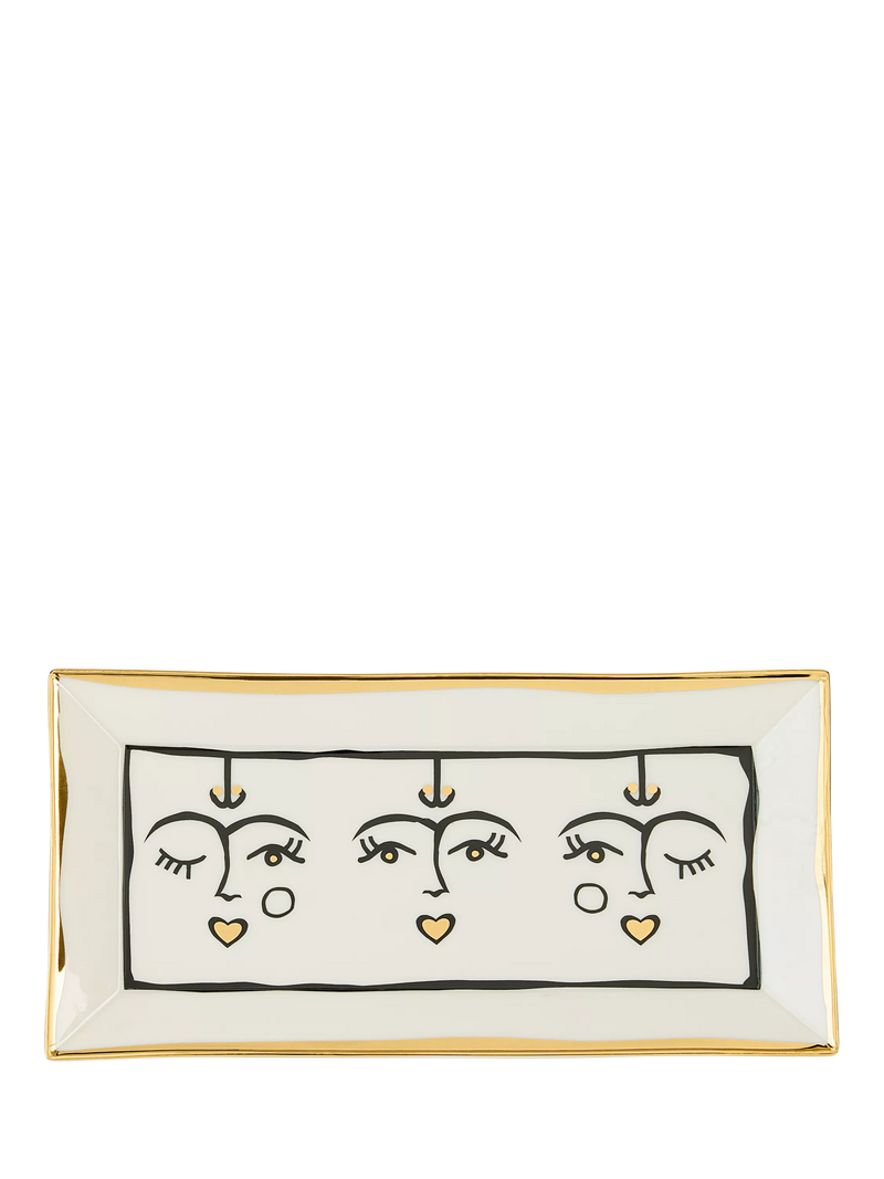 Jonathan Adler Marseilles porcelain long tray 20cm black gold, UK version